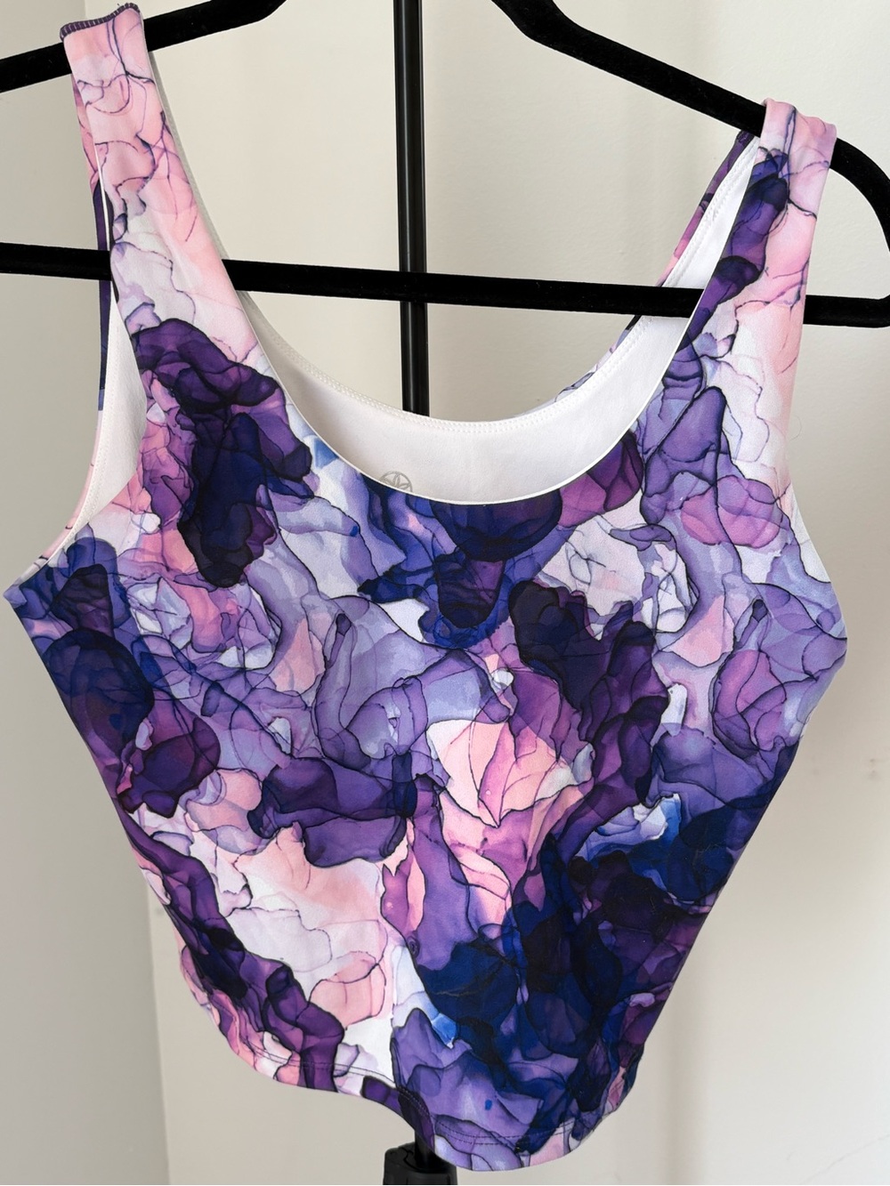 GAIAM Purple Pink Floral Watercolor Crop Top